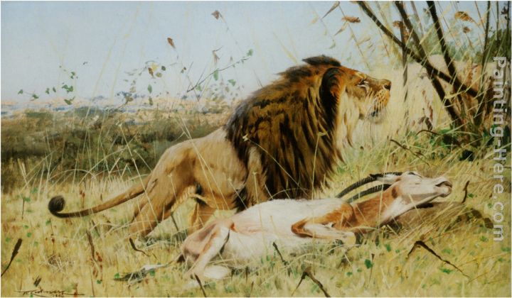 Lion and his Prey painting - Wilhelm Kuhnert Lion and his Prey art painting